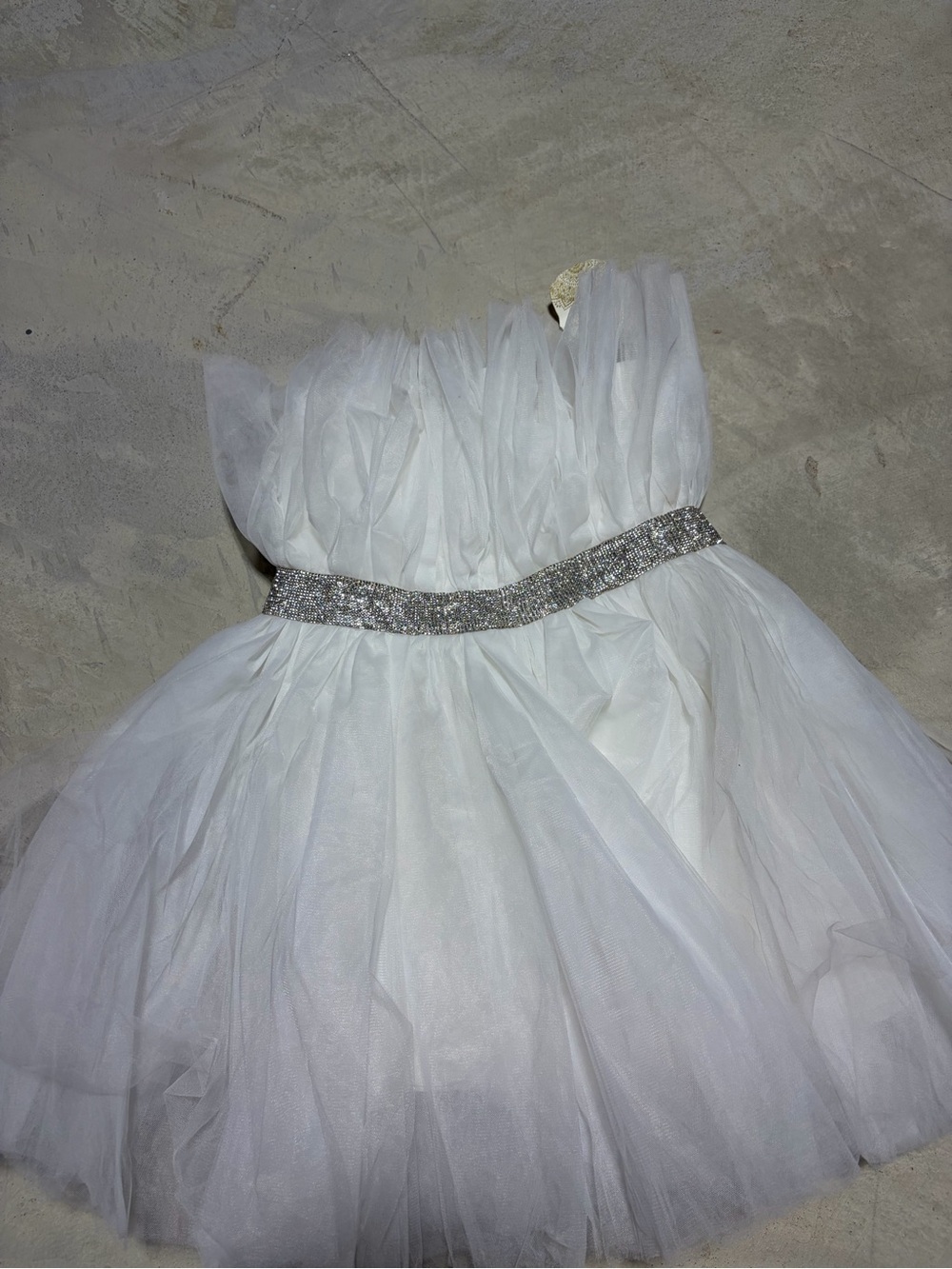 Altar’d state NWT White Tulle Party Dress with Rhinestone Waist small MSRP$90 - Picture 2 of 12